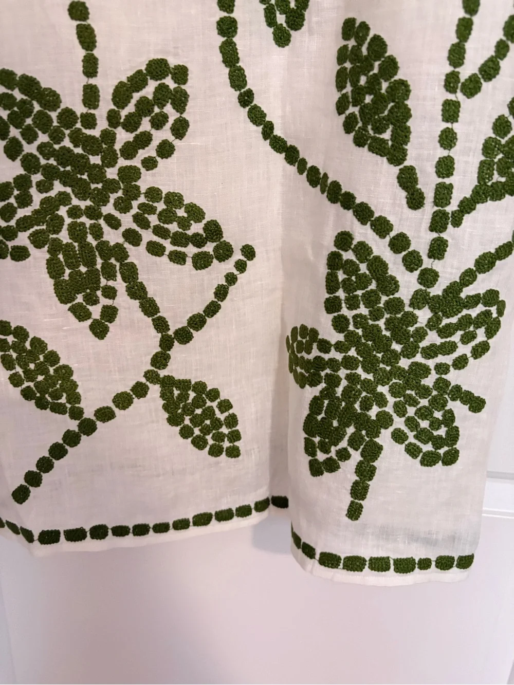 Tory Burch White Tunic with Green Floral Embroidery NWOT